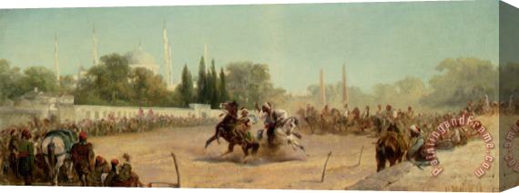 Adolf Schreyer A Horse Race in The Hippodrome Stretched Canvas Painting / Canvas Art