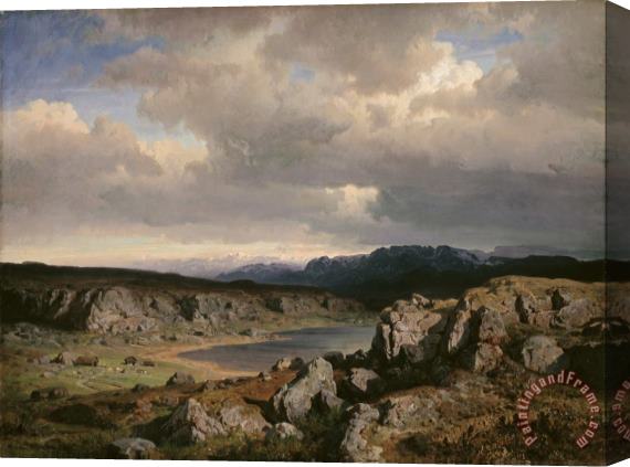 Adolph Tidemand & Hans Gude Norwegian Highlands Stretched Canvas Painting / Canvas Art