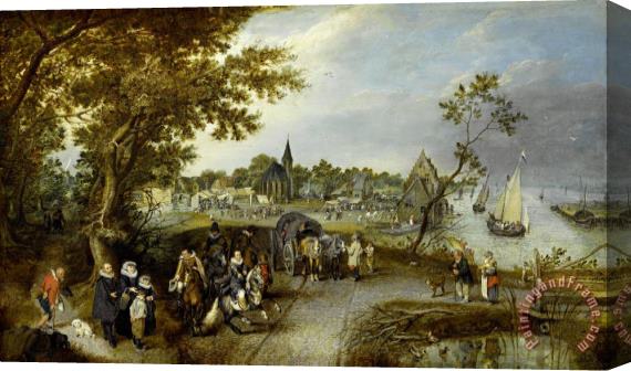 Adriaen Pietersz. van de Venne Landscape with Figures And a Village Fair (village Kermesse) Stretched Canvas Painting / Canvas Art