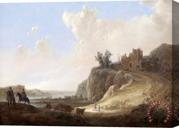 Aelbert Cuyp Mountainous Landscape with The Ruins of a Castle Stretched Canvas Painting / Canvas Art