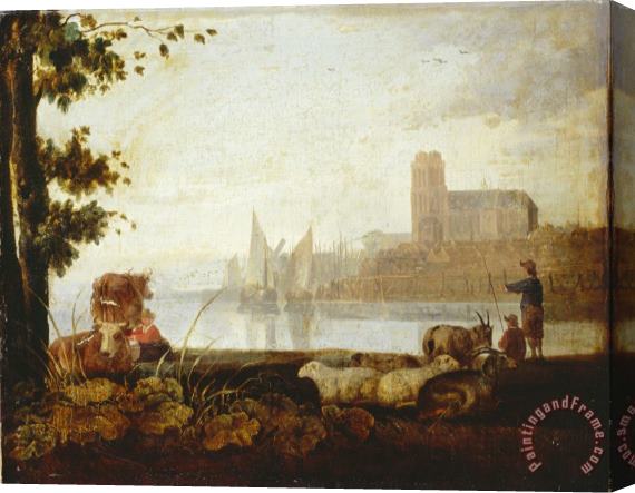 Aelbert Cuyp View on The Maas Stretched Canvas Print / Canvas Art