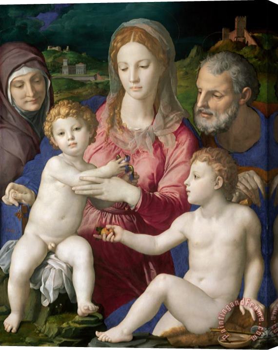 Agnolo Bronzino Holy Family with St. Anne And The Infant St. John Stretched Canvas Print / Canvas Art