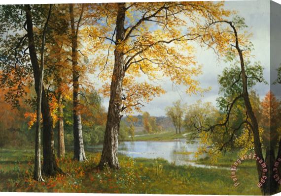 Albert Bierstadt A Quiet Lake Stretched Canvas Print / Canvas Art