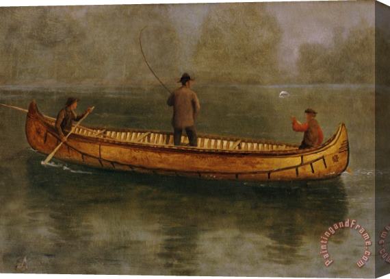 Albert Bierstadt Fishing from a Canoe Stretched Canvas Print / Canvas Art