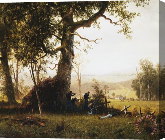 Albert Bierstadt Union Soldiers Fighting in The Field Stretched Canvas Painting / Canvas Art