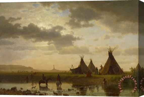 Albert Bierstadt View of Chimney Rock, Ohalilah Sioux Village in The Foreground, 1860 Stretched Canvas Print / Canvas Art