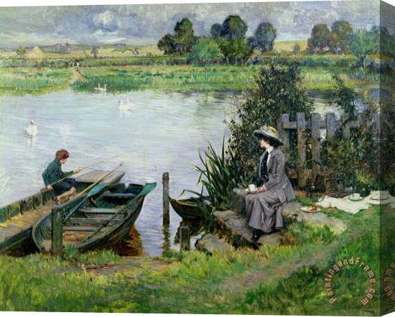 Albert Chevallier Tayler The Thames at Benson Stretched Canvas Print / Canvas Art