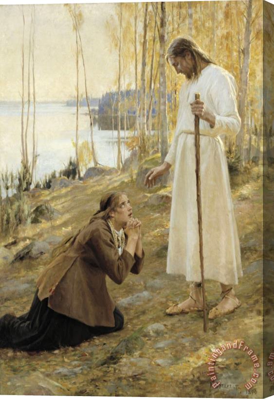 Albert Edelfelt Christ And Mary Magdalene, a Finnish Legend Stretched Canvas Print / Canvas Art