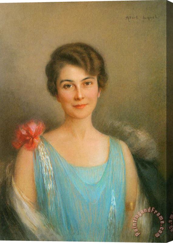 Albert Lynch A Portrait of a Lady in Blue Stretched Canvas Painting / Canvas Art