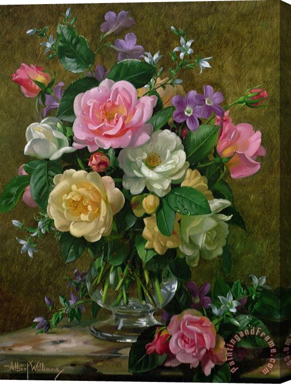 Albert Williams Roses In A Glass Vase Stretched Canvas Painting / Canvas Art
