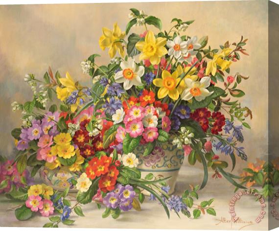 Albert Williams Spring Flowers and Poole Pottery Stretched Canvas Painting / Canvas Art