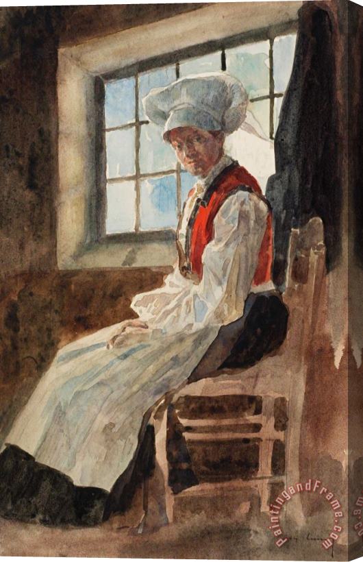 Alexandre Lunois Scandinavian Peasant Woman In An Interior Stretched Canvas Painting / Canvas Art