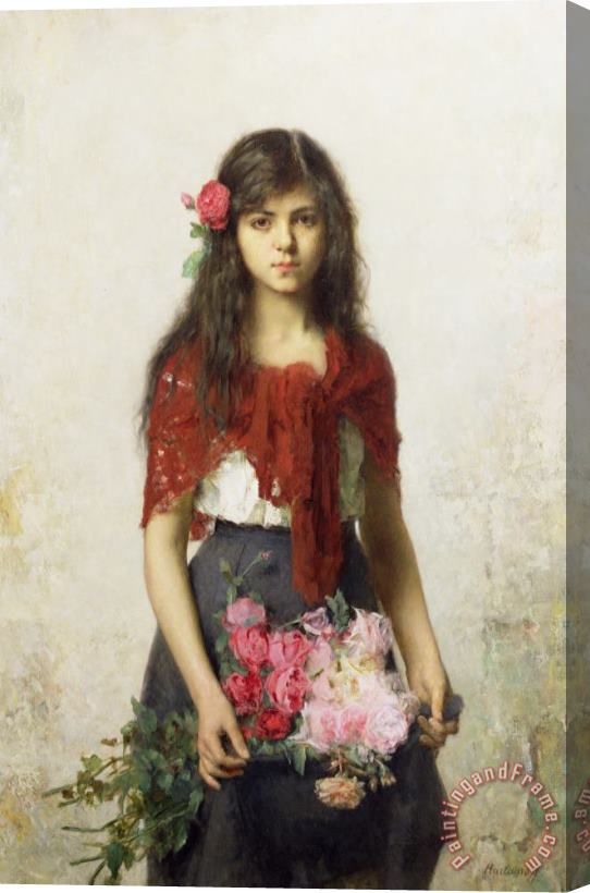 Alexei Alexevich Harlamoff Young girl with blossoms Stretched Canvas Painting / Canvas Art