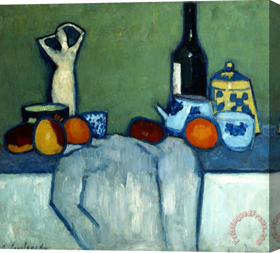 Alexei Jawlensky Still Life with Bottle, Fruit And Figure Stretched Canvas Print / Canvas Art
