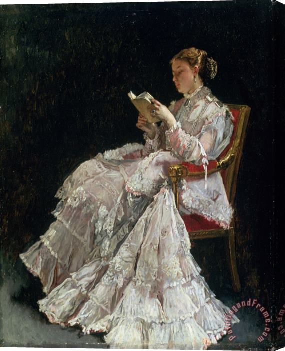 Alfred Emile Stevens The Reader Stretched Canvas Print / Canvas Art