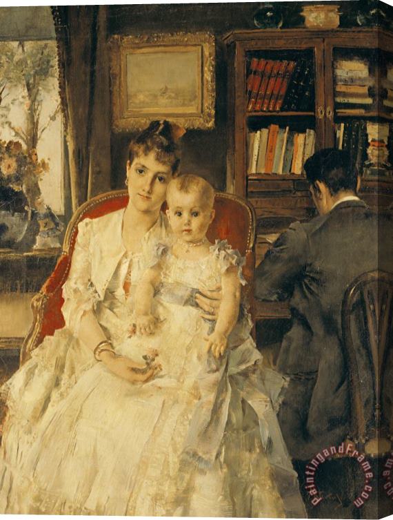 Alfred Emile Stevens Victorian Family Scene Stretched Canvas Painting / Canvas Art