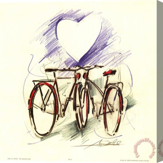 alfred gockel Bicycle Romance Stretched Canvas Print / Canvas Art