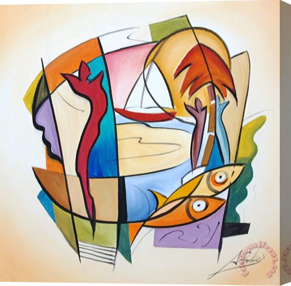 alfred gockel Sun Fish Iii Stretched Canvas Painting / Canvas Art