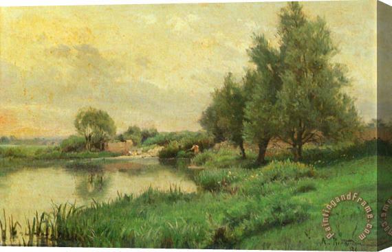 Alfred Renaudin Fisher by The River Stretched Canvas Print / Canvas Art