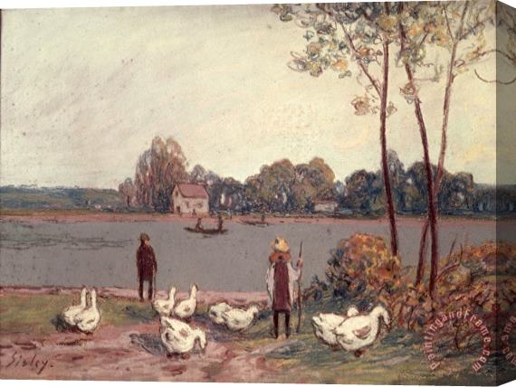 Alfred Sisley On The Banks of The Loing Stretched Canvas Print / Canvas Art