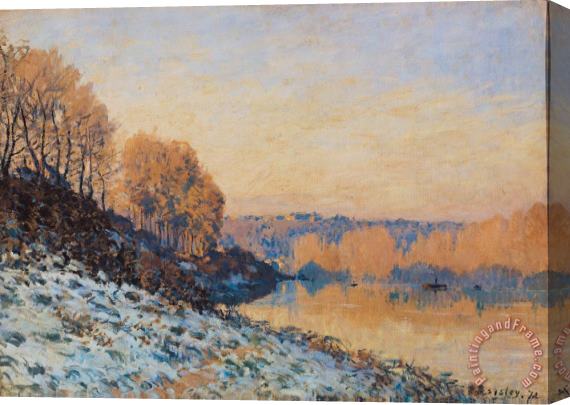 Alfred Sisley Port Marly White Frost Stretched Canvas Print / Canvas Art