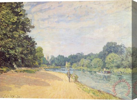 Alfred Sisley The Thames with Hampton Church Stretched Canvas Painting / Canvas Art