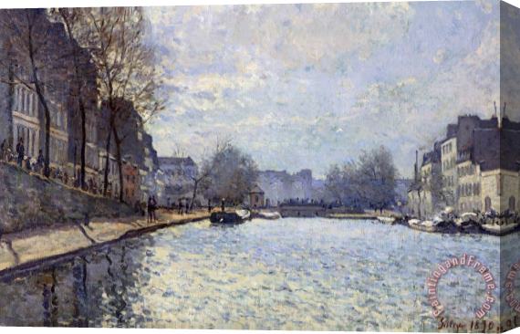 Alfred Sisley View of The Canal Saint Martin, Paris Stretched Canvas Painting / Canvas Art