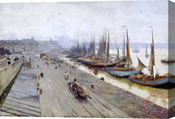 Alfred Smith Bordeaux, Vu Du Pont, Journee D'hiver (bordeaux, View From The Bridge, Winter Day) Stretched Canvas Painting / Canvas Art