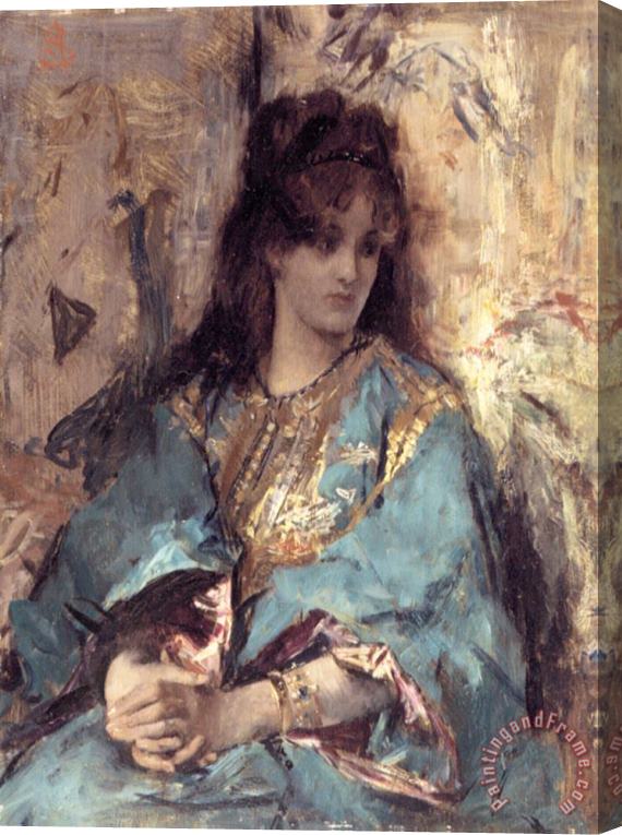 Alfred Stevens A Woman Seated in Oriental Dress Stretched Canvas Painting / Canvas Art