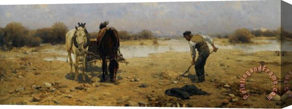 Alfred von Wierusz Kowalski The Sand Digger Stretched Canvas Painting / Canvas Art