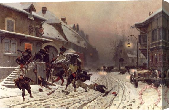 Alphonse Marie de Neuville The Attack At Dawn Stretched Canvas Painting / Canvas Art