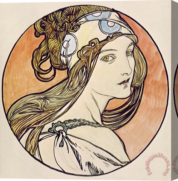 Alphonse Marie Mucha Alphonse Marie Mucha Woman with a Headscarf W C on Paper Stretched Canvas Print / Canvas Art