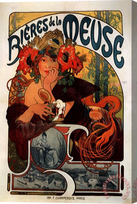 Alphonse Marie Mucha Beer of The Meuse 1897 Stretched Canvas Print / Canvas Art