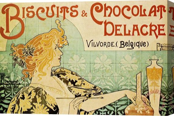 Alphonse Marie Mucha Biscuits And Chocolate Delcare Stretched Canvas Print / Canvas Art