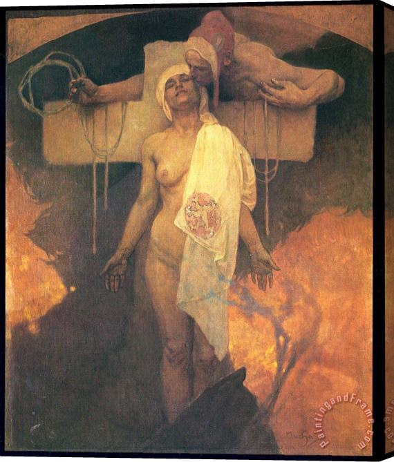 Alphonse Marie Mucha France Embraces Bohemia Stretched Canvas Print / Canvas Art