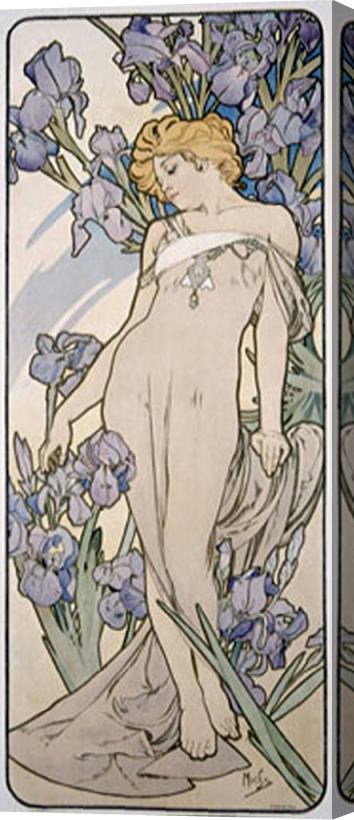 Alphonse Marie Mucha Mucha Nouveau Iris Flower Poster Stretched Canvas Painting / Canvas Art