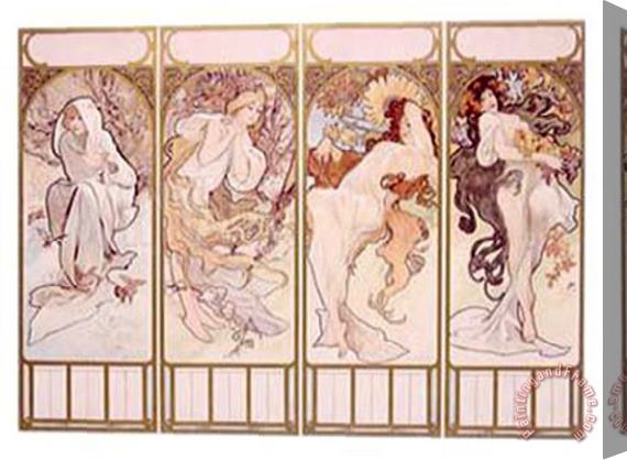Alphonse Marie Mucha Seasons Winter Panel 1897 Stretched Canvas Painting / Canvas Art
