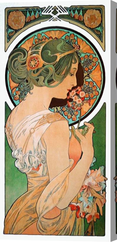 Alphonse Marie Mucha Spring The Primula C 1899 Stretched Canvas Print / Canvas Art