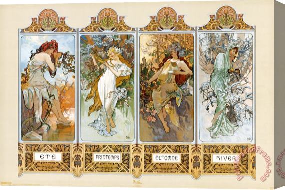 Alphonse Marie Mucha The Four Seasons Stretched Canvas Painting / Canvas Art