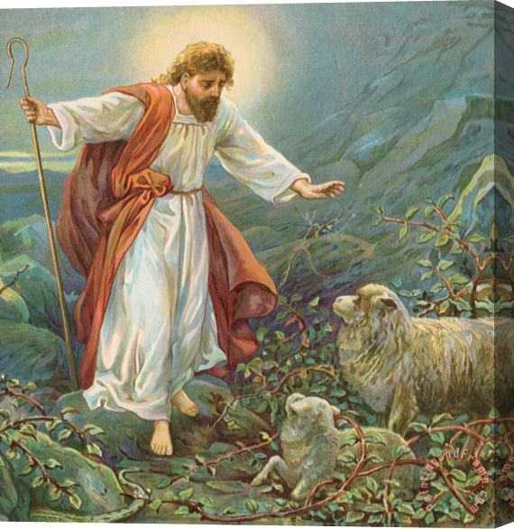 Ambrose Dudley Jesus Christ The Tender Shepherd Stretched Canvas Painting / Canvas Art