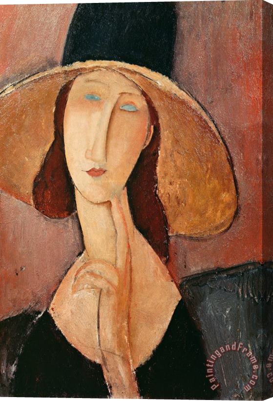 Amedeo Modigliani Portrait of Jeanne Hebuterne in a large hat Stretched Canvas Print / Canvas Art