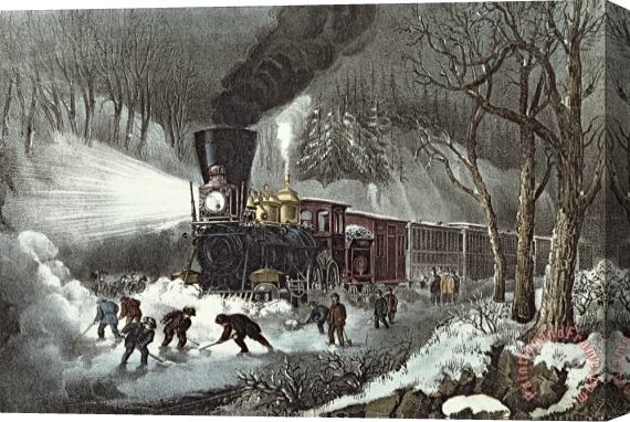 American Railroad Scene Currier and Ives Stretched Canvas Print / Canvas Art