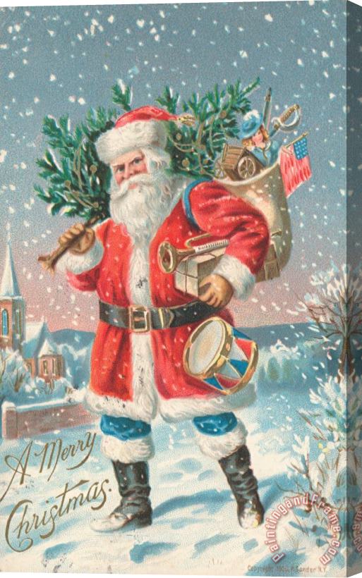 American School American Christmas Card Stretched Canvas Painting / Canvas Art