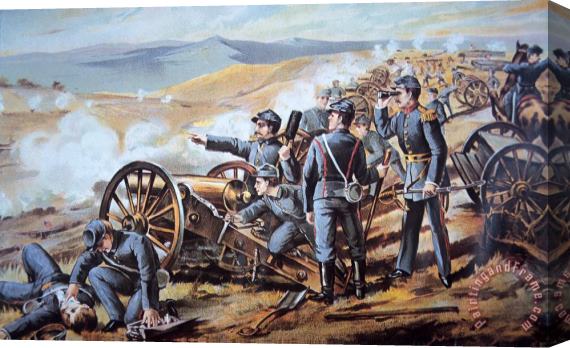 American School Federal field artillery in action during the American Civil War Stretched Canvas Painting / Canvas Art