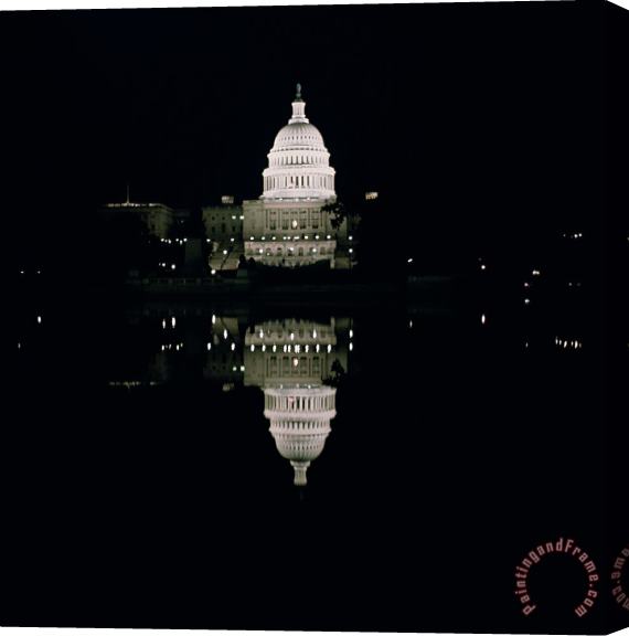 American School Night View of the Capitol Stretched Canvas Print / Canvas Art
