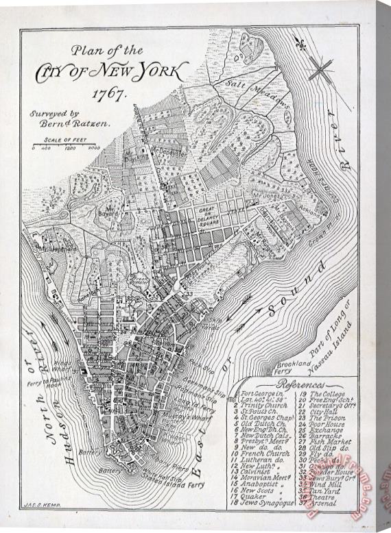 American School Plan of the City of New York Stretched Canvas Painting / Canvas Art