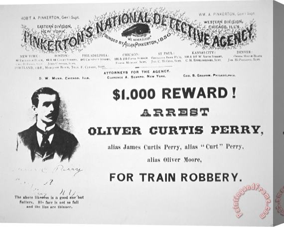 American School Reward poster for the arrest of Oliver Perry issued Stretched Canvas Painting / Canvas Art
