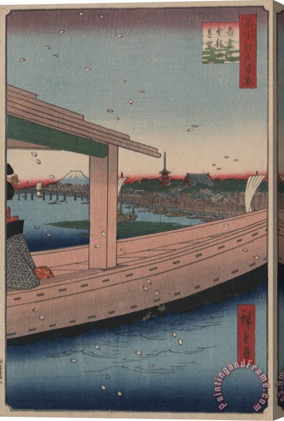 Ando Hiroshige Distant View of Kinryu Zan Temple And Azuma Bridge Stretched Canvas Painting / Canvas Art