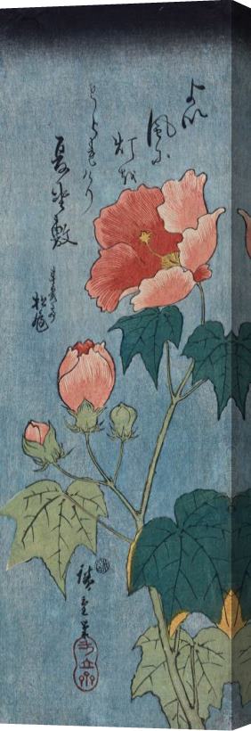 Ando Hiroshige Flowering Poppies Tanzaku Stretched Canvas Painting / Canvas Art