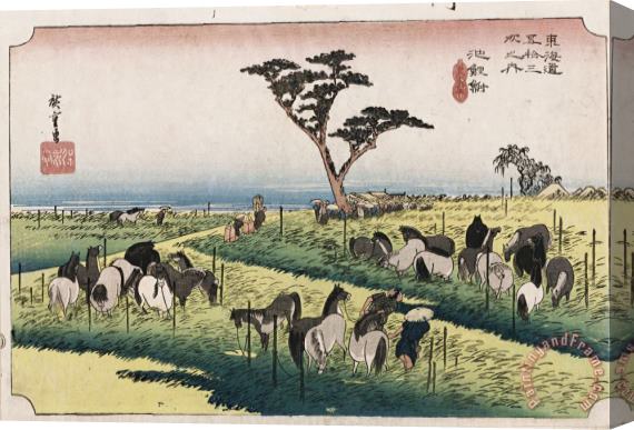 Ando Hiroshige The Horse Market in The Fourth Month at Chiryu Stretched Canvas Print / Canvas Art